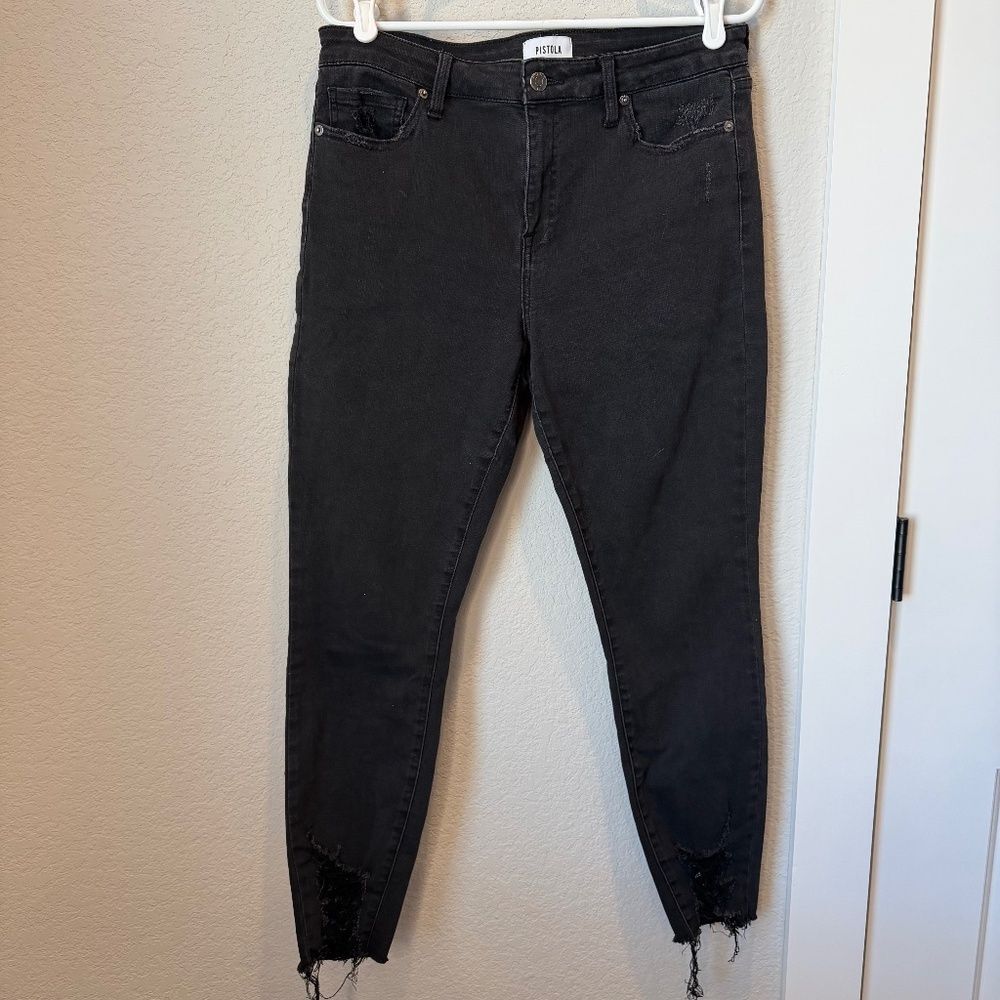 Pistola Black Distressed Skinny Jeans Size 31